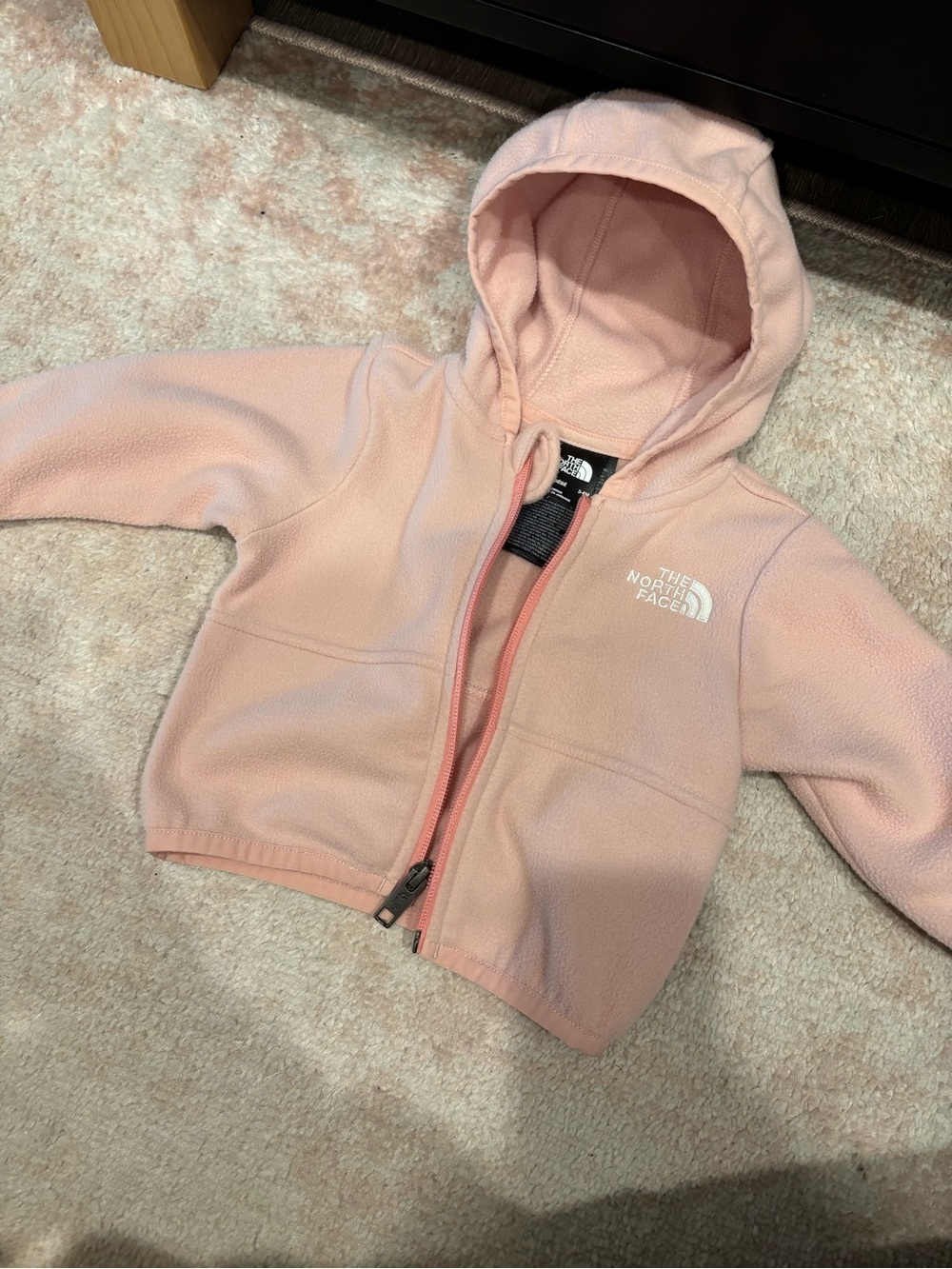 The North Face Baby Girl Light Pink Hooded Fleece Zip Jacket